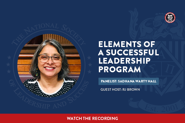 Elements of a Successful Leadership Program webinar featuring Sadhana Hall